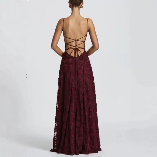 Floral Lace A-Line Maxi Dress