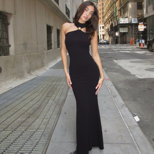Morelly Neck Sleeveless Slit Dress