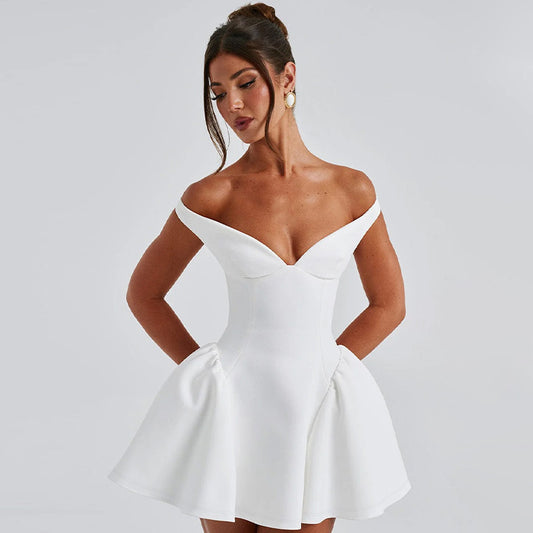 Women's Fashion Personality Solid Color Slim Fit Dress