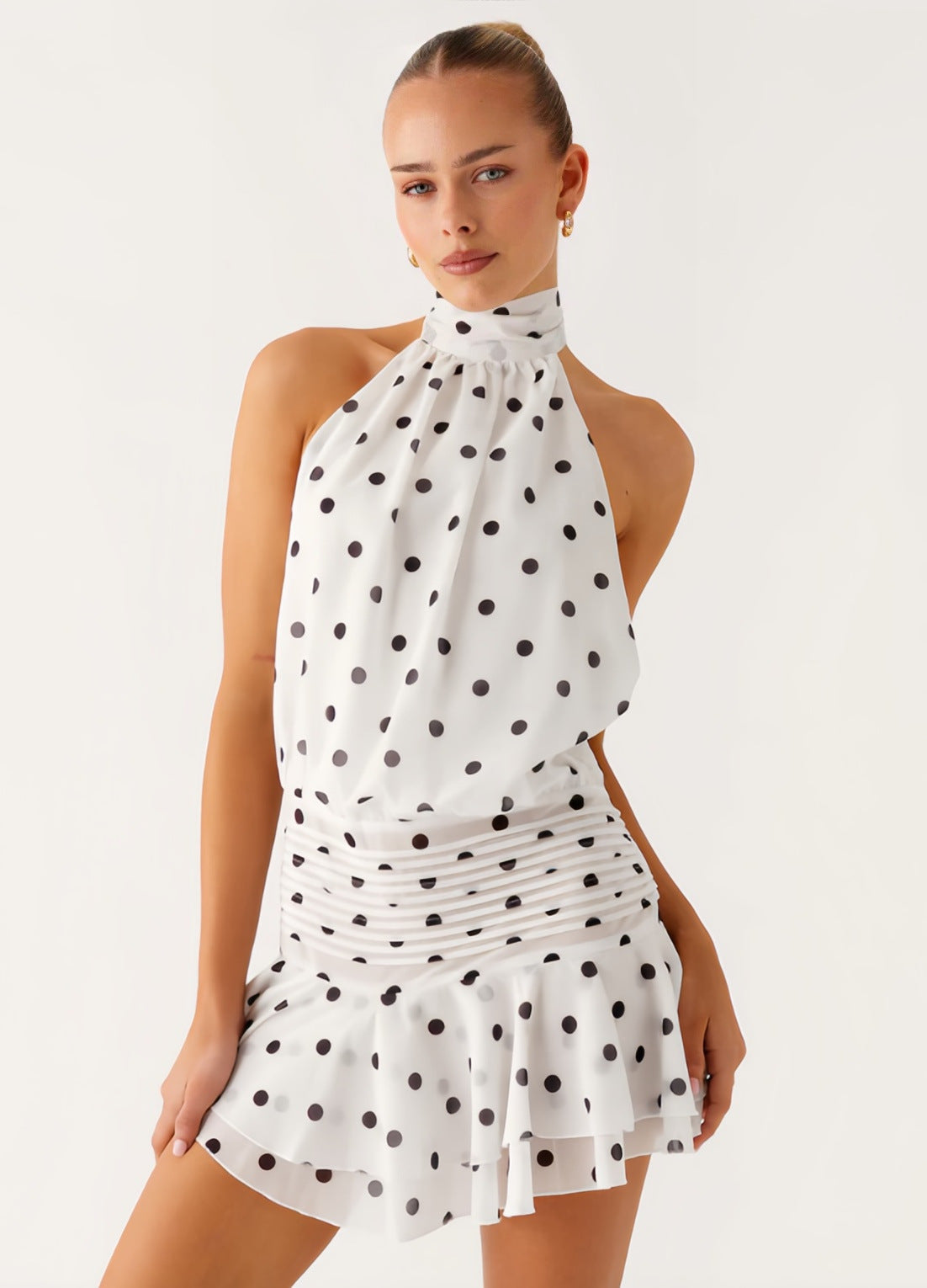 Women's Halter Pleated Dress Fashion
