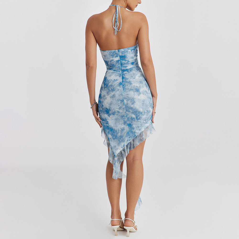 Viorella Printed Halter Dress