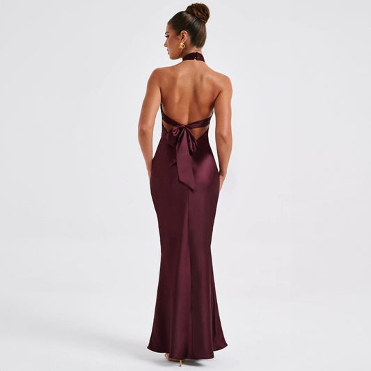 Morelly Neck Satin Maxi Dress