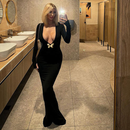 Morelly Deep V High Waist Dress