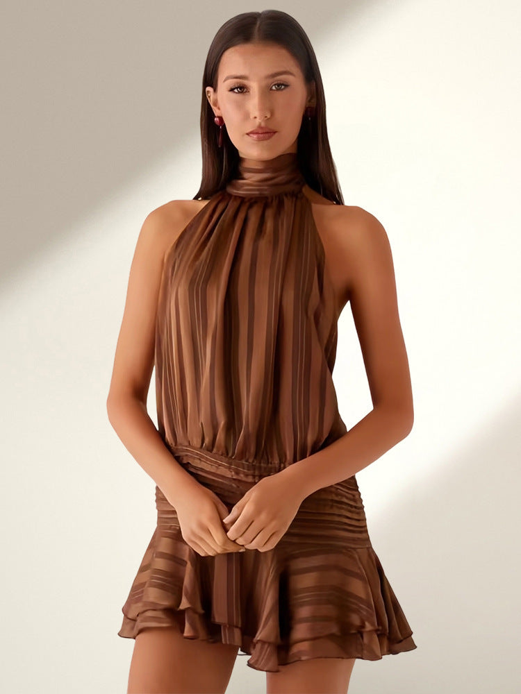 Women's Halter Pleated Dress Fashion