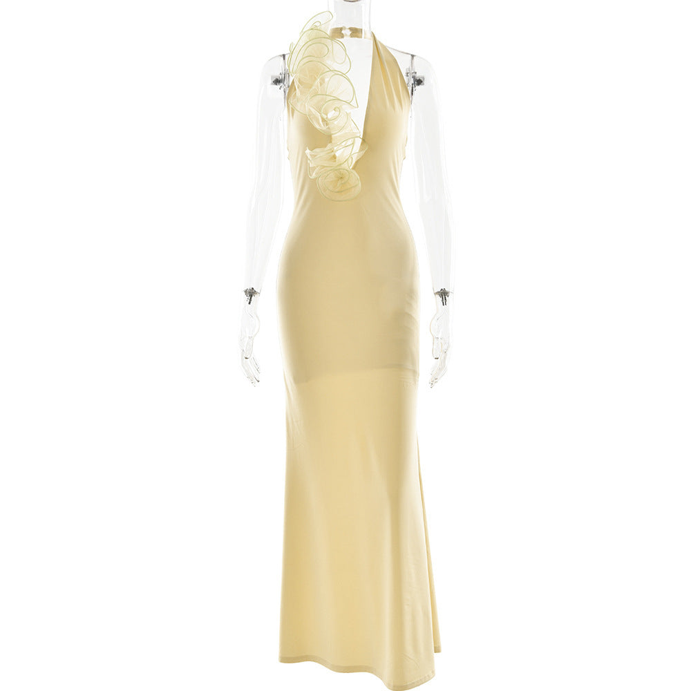Morelly fit Halter Long Backless Sheath Dress