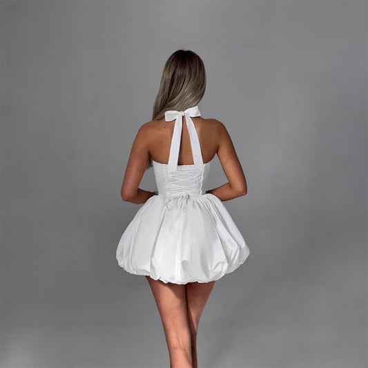 Satin Balloon Mini Dress