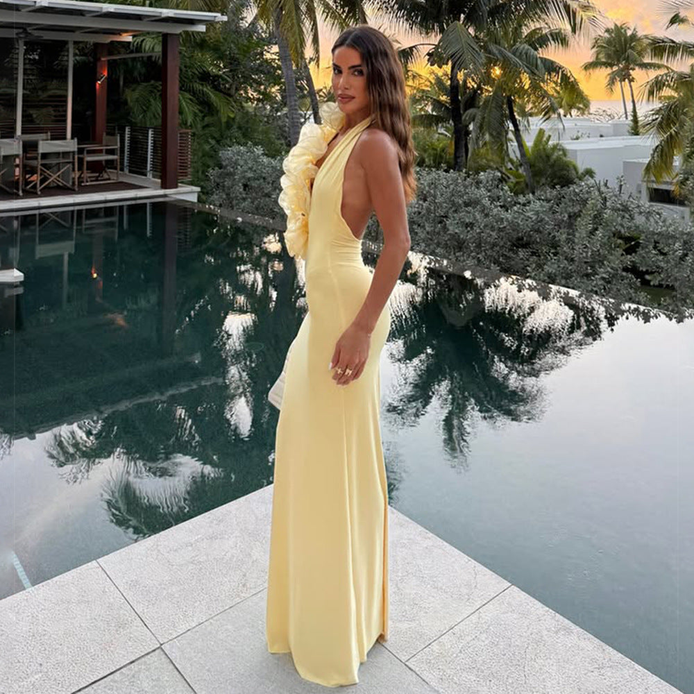 Morelly fit Halter Long Backless Sheath Dress